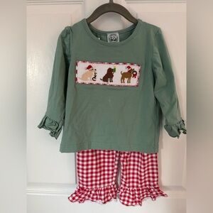 Classic southern smocks girls Christmas set 2t